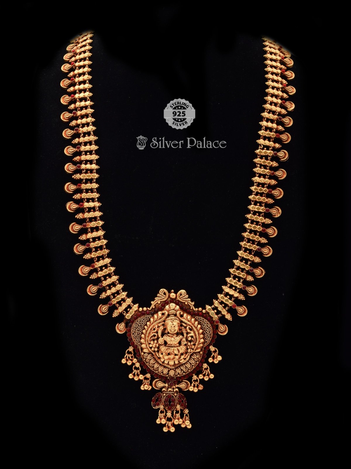 925 SILVER GOLD POLISH TRADITIONAL LAKSHMI DESIGN NECKLACE FOR WOMEN ANITE COLLECTION