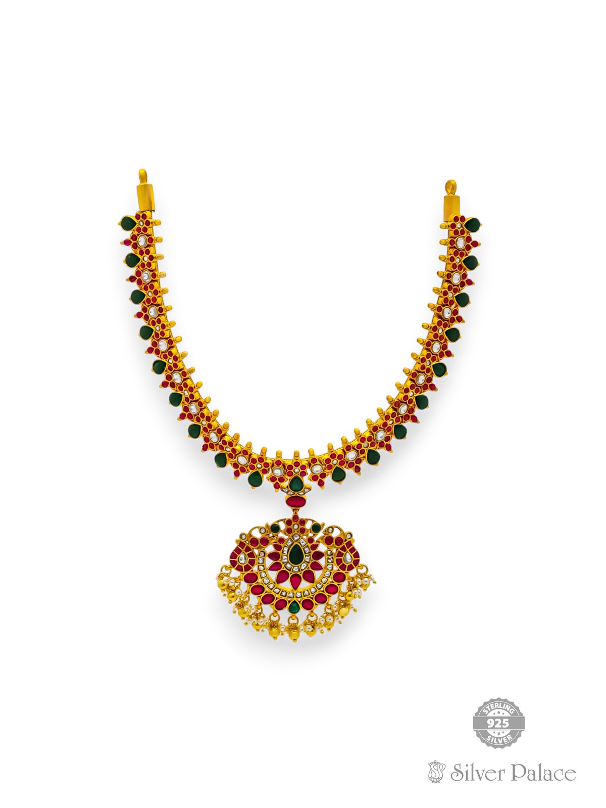 925 SILVER GOLD POLISHED TRADITIONAL STYLE NECKLACE FOR WOMEN ANITE COLLECTION 
