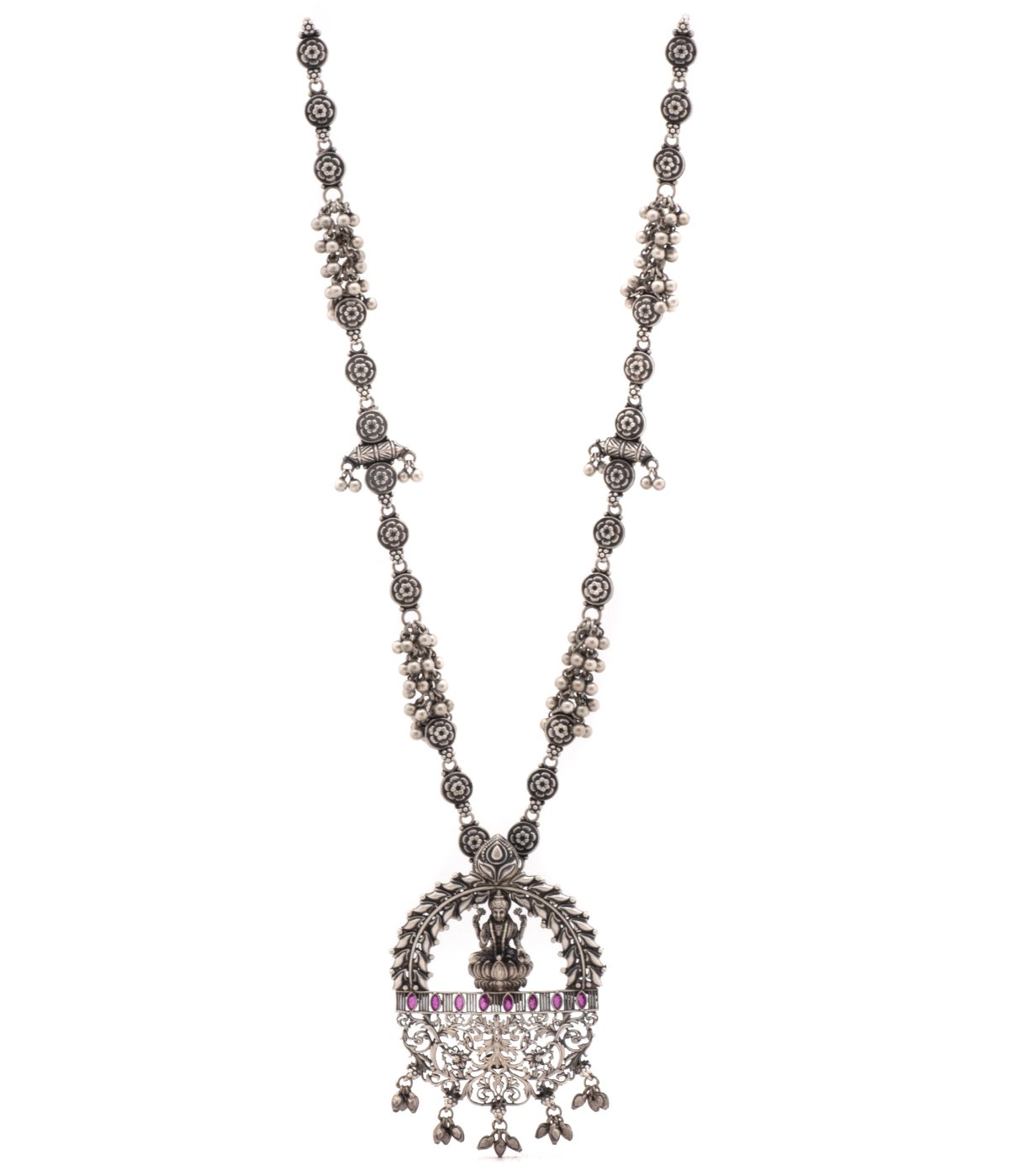 Oxidised Silver Gajalakshmi Mala Necklace For Women and Girls