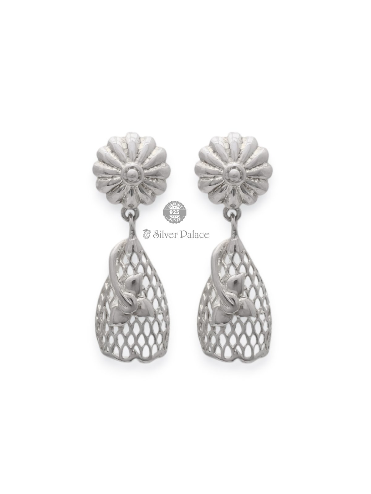 925 STERLING SILVER FLORAL DESIGN JHUMKA FOR GIRLS MAUVE COLLECTION 