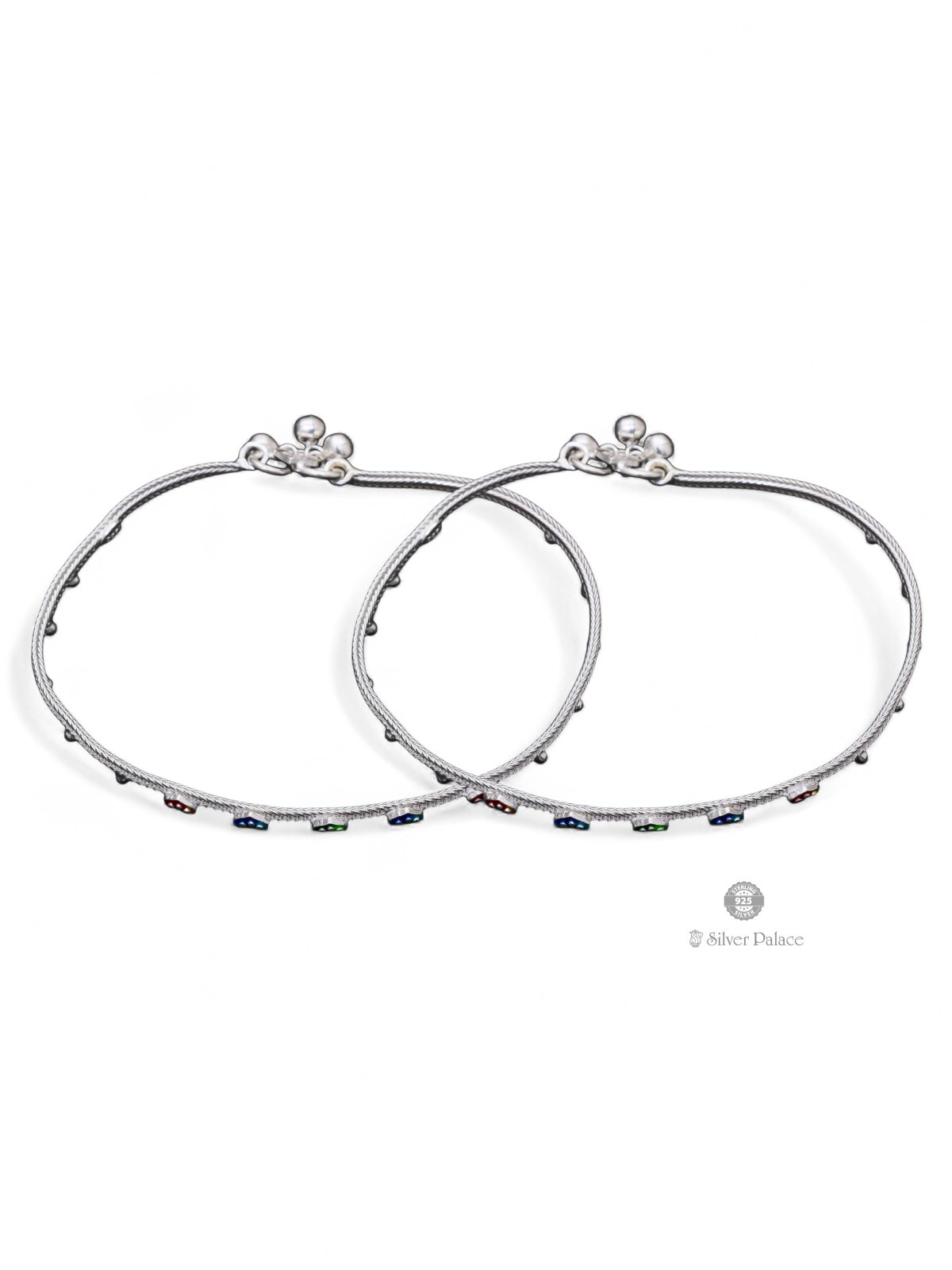925 STERLING SILVER HEART SHAPE WITH COLOUR FULL ENAMEL ANKLETS FOR YOUR LOVE 