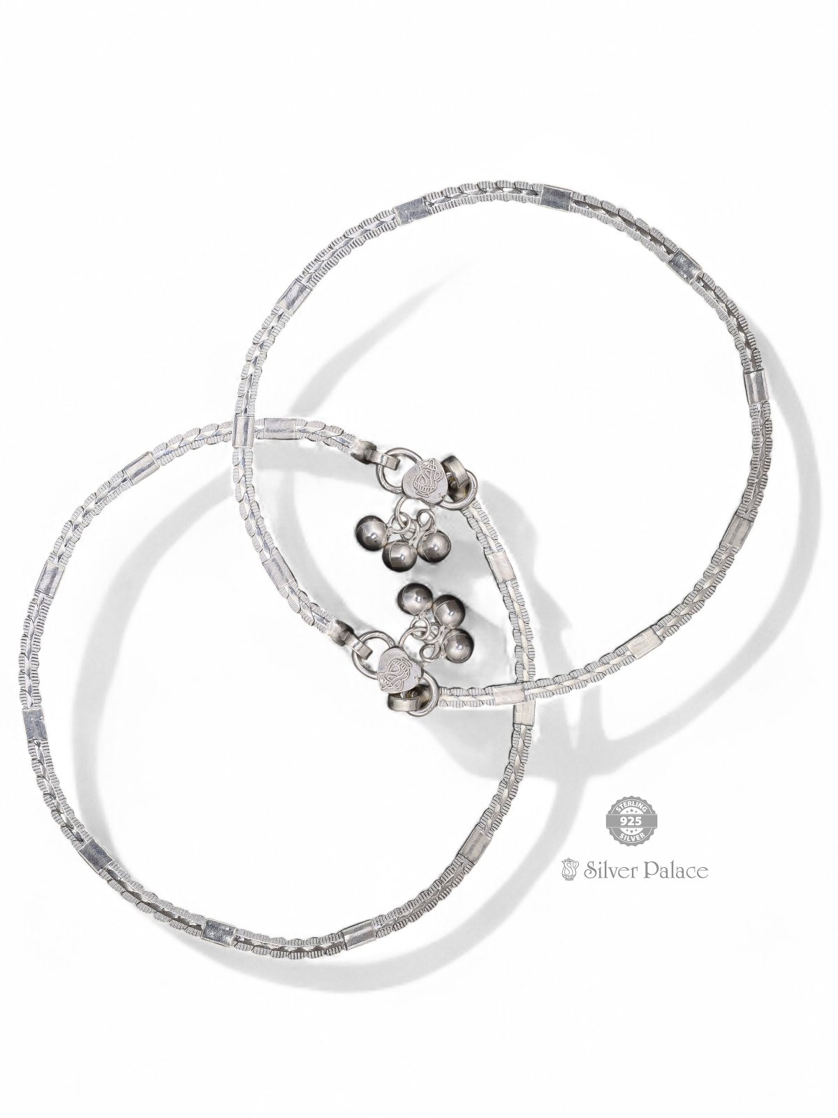 925 STERLING SILVER CUBAN LINK WITH BEADS ANKLETS FOR WOMEN