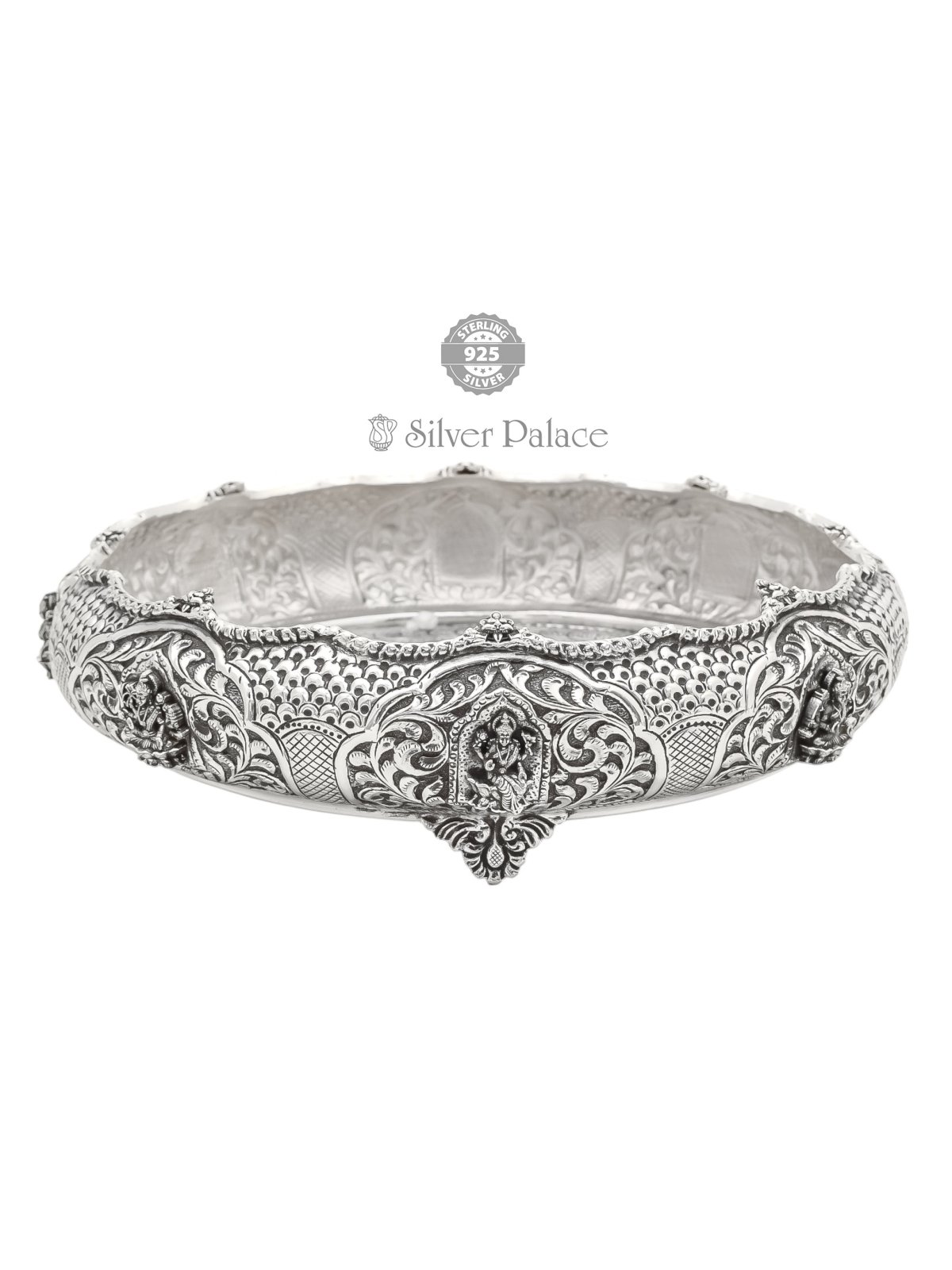 925 OXIDISED SILVER HAND CRAFTED ASTALAKSHMI POOJA PLATE 