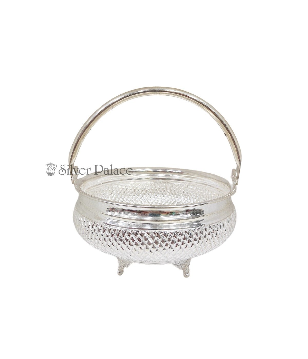PURE SILVER FLOWER BASKET FOR POOJA