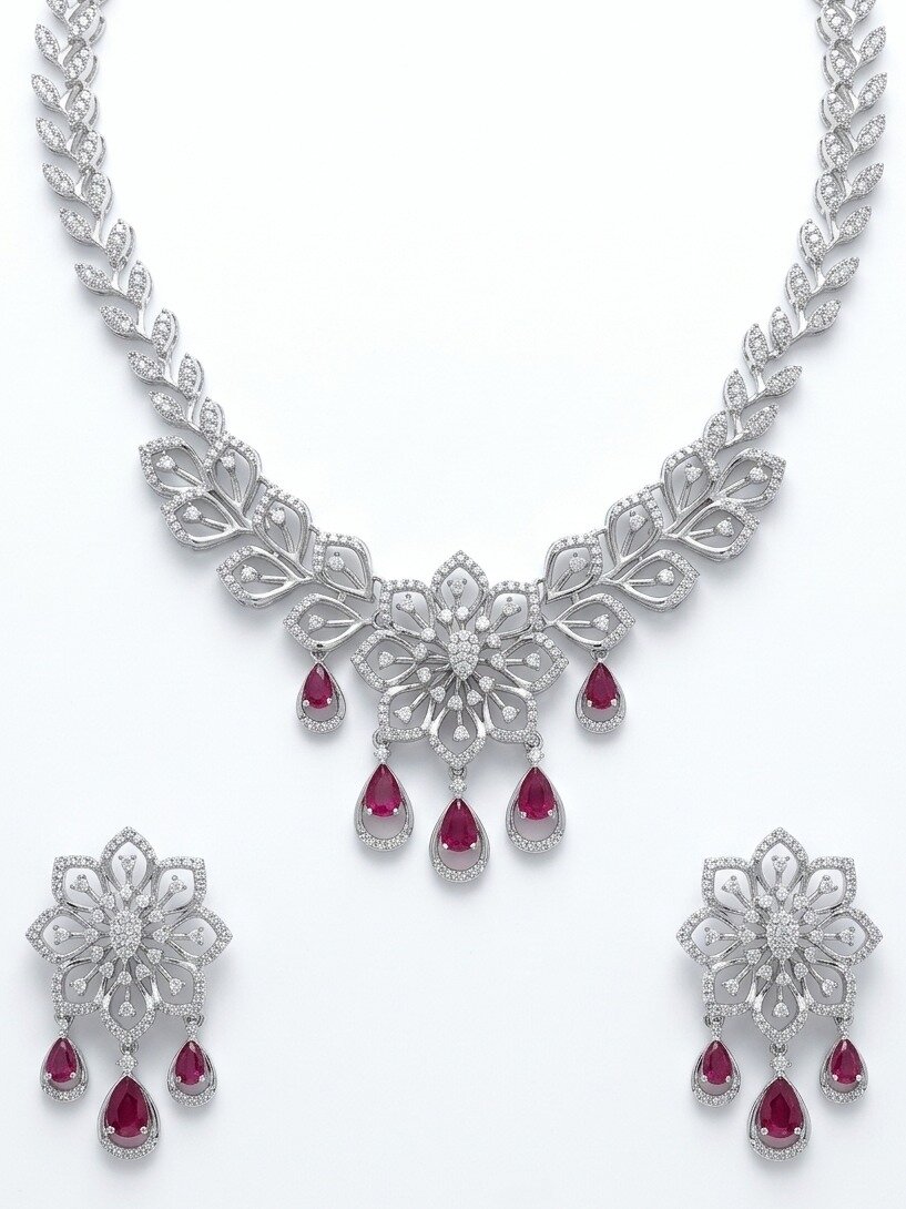 92.5 STERLING SILVER STYLISH SOLITAIRE NECKLACE PUYA COLLECTION