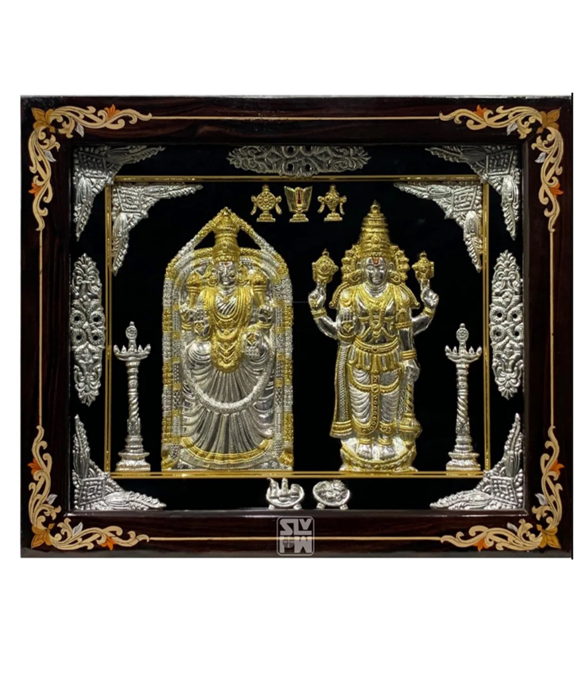 999 LORD Padmavati Ranganatha Gold Polish SILVER ARTWORK PHOTO FRAME