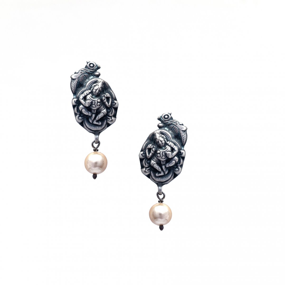 LIGHTWEIGHT SILVER OXIDIZED TRADITIONAL JHUMKA EARRINGS FOR WOMEN AND GIRLS 