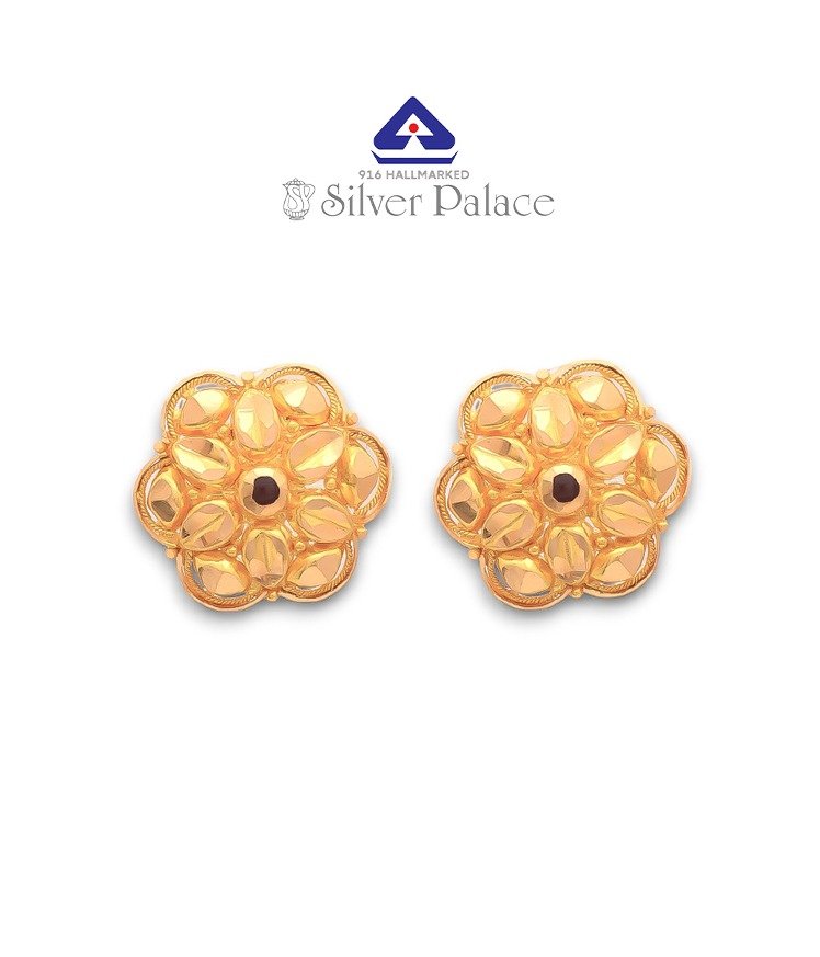 916 Gold With Kanche Collections Traditional & Center Ruby Stone Studded Big Earring For Womens