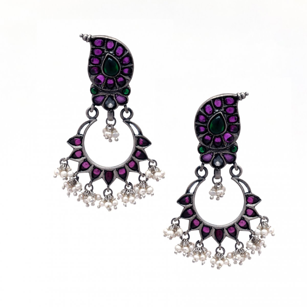 92.5 LIGHTWEIGHT SILVER OXIDIZED TRADITIONAL JHUMKA JHUMKI EARRINGS FOR WOMEN AND GIRLS 