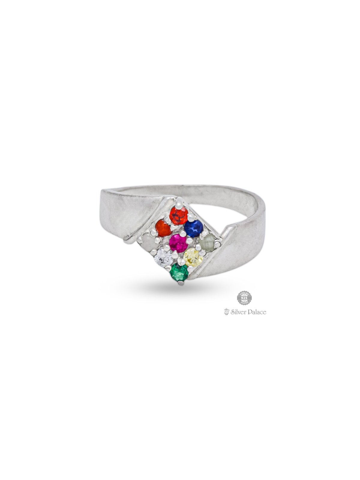 92.5 STERLING SILVER MULTI COLOR STONE RASHI RING FOR UNISEX 