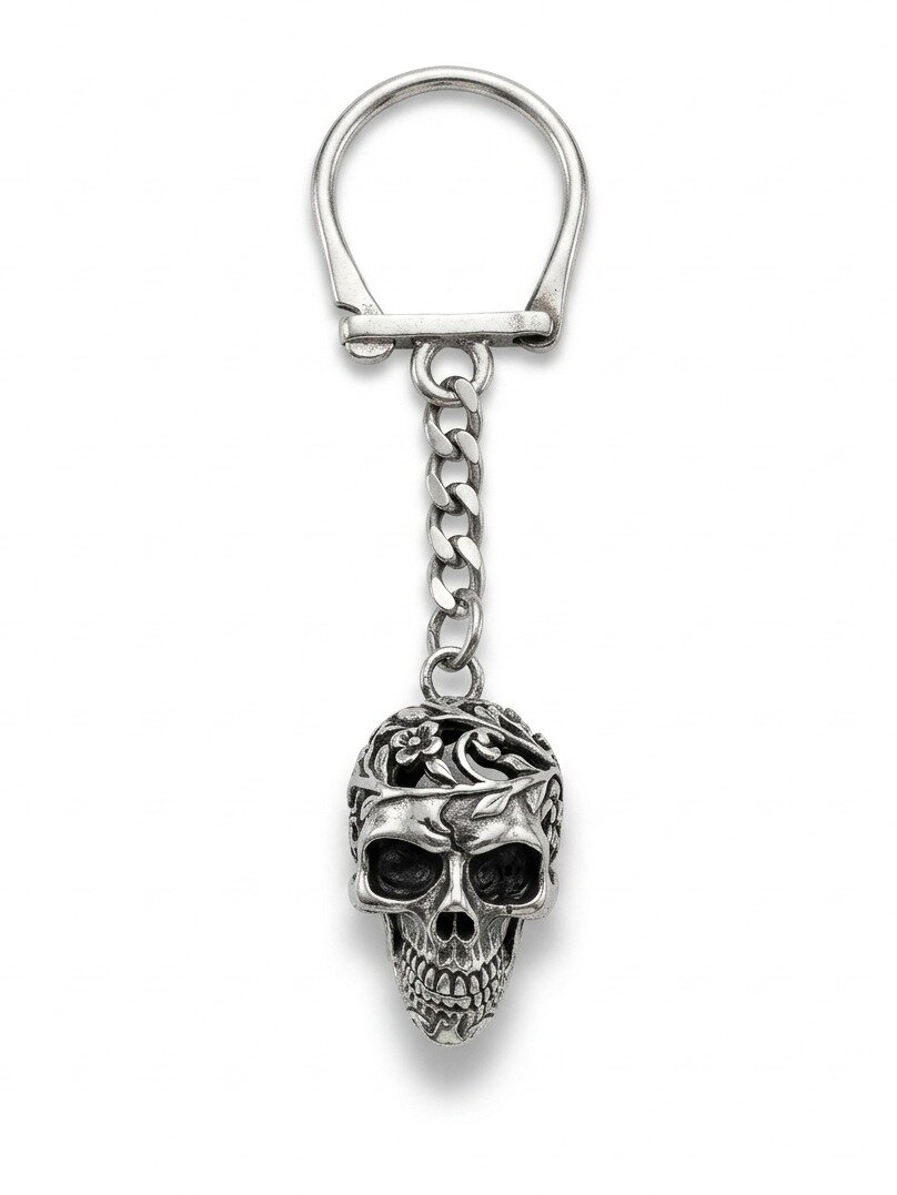 925 ANTIC SILVER  KEY CHAIN SKULL DESIGN
