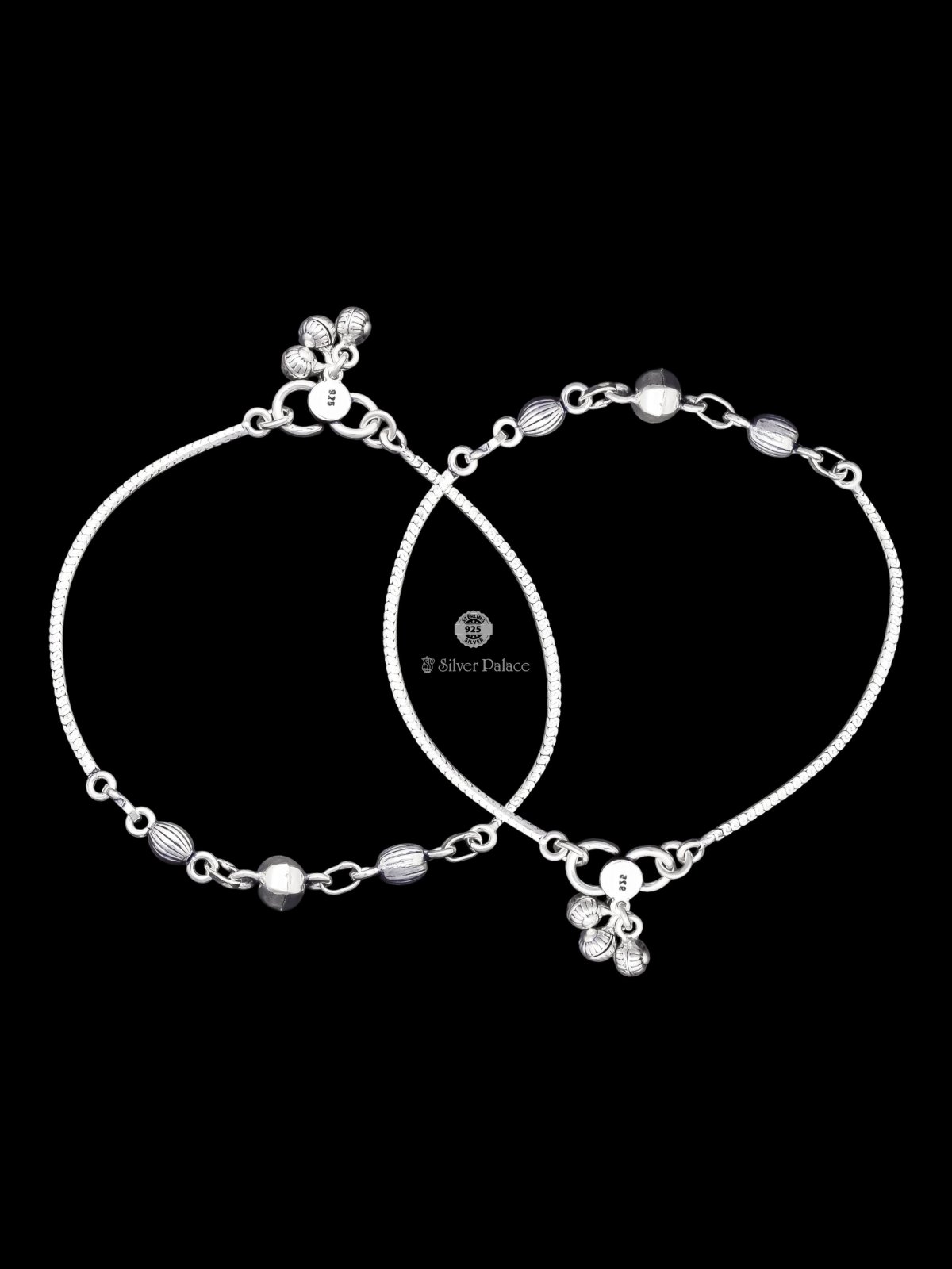 925 SILVER BEAD DESIGN ANKLETS FOR GIRLS MAUVE COLLECTION 