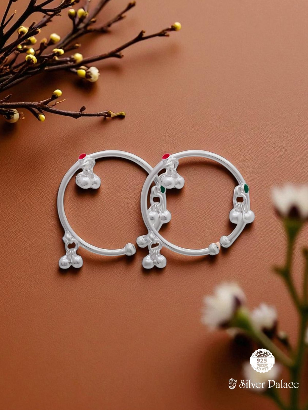BEADS WITH ENAMEL SILVER KIDS ANKLETS FOR YOUR BABIES 