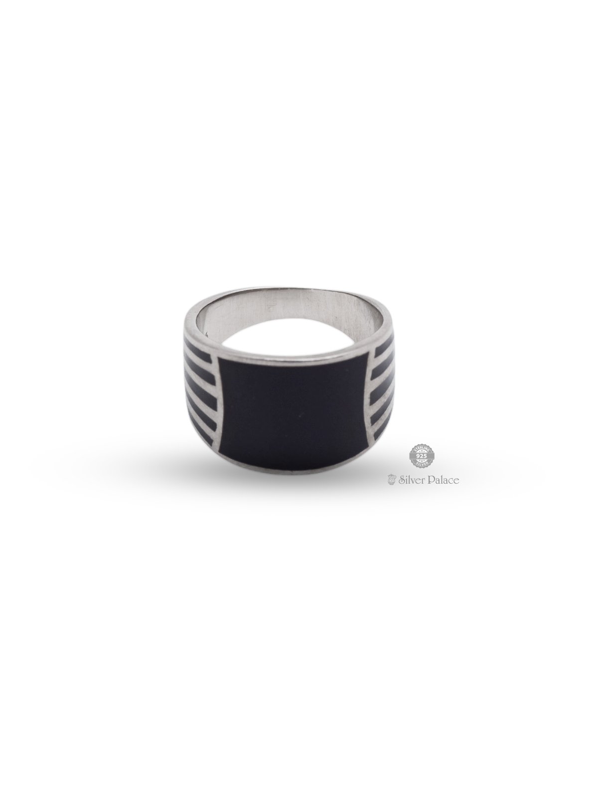 925 OXIDISED SILVER BLACK ENAMEL RING FOR MEN MAAN COLLECTION