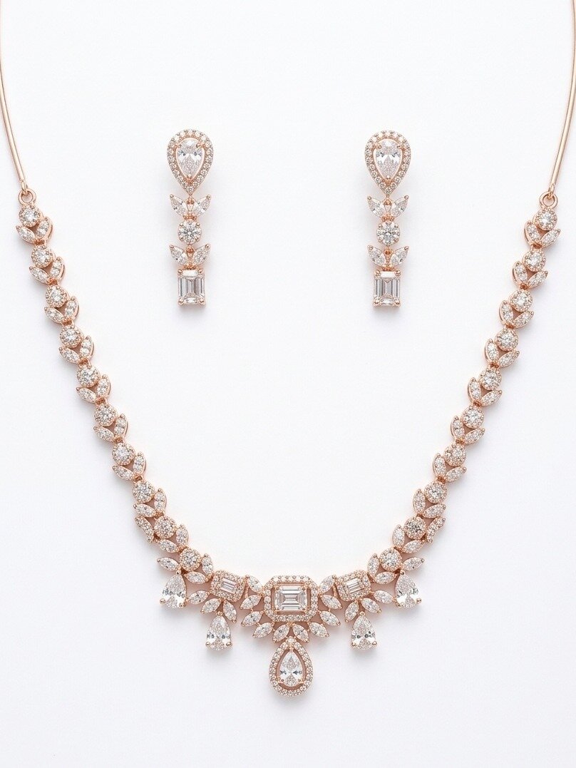 92.5 SILVER JEWELLERY ROSE GOLD POLISHED FOR GIRLS