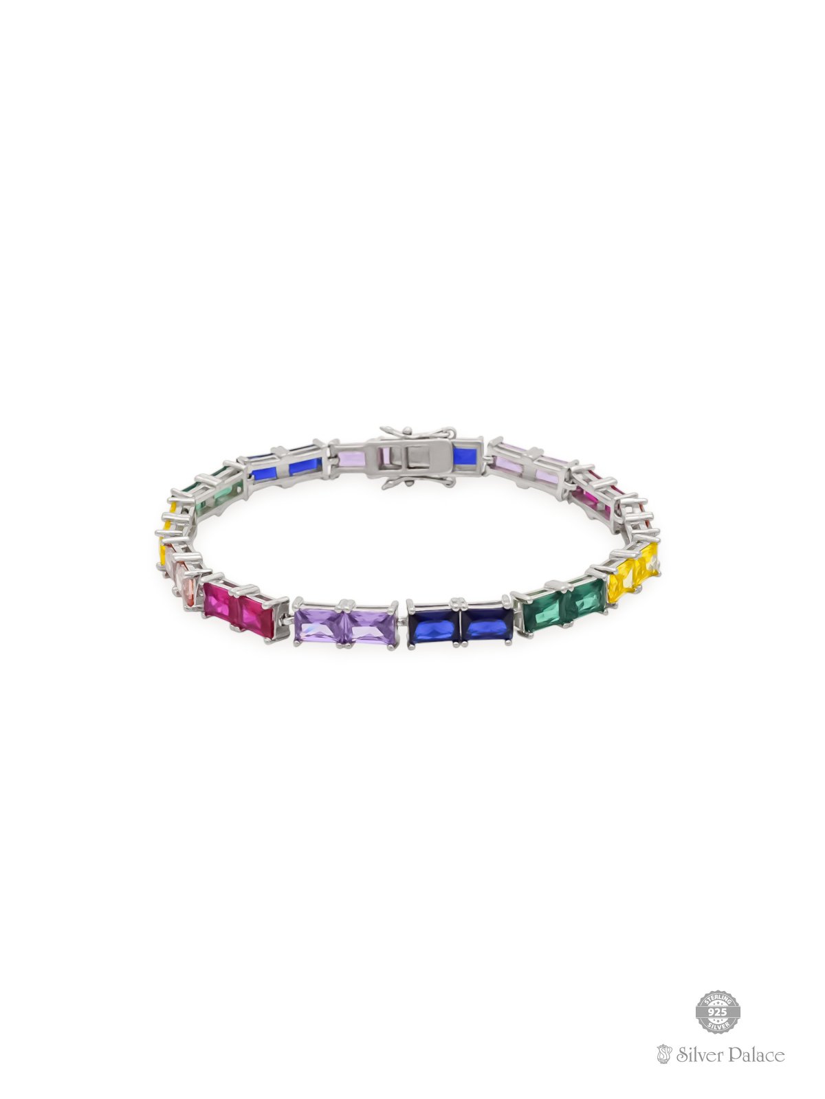 925 STERLING SILVER MULTI COLOUR CUT STONE BRACELET FOR GIRLS PRITTI COLLECTION 
