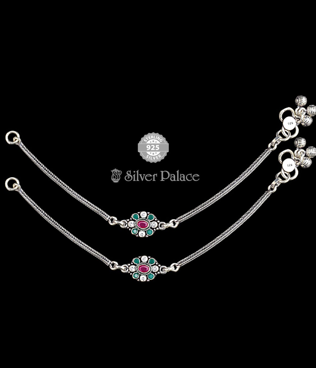 92.5 Silver Neeth Collections Latest Designs Cutstone Anklet For Womens