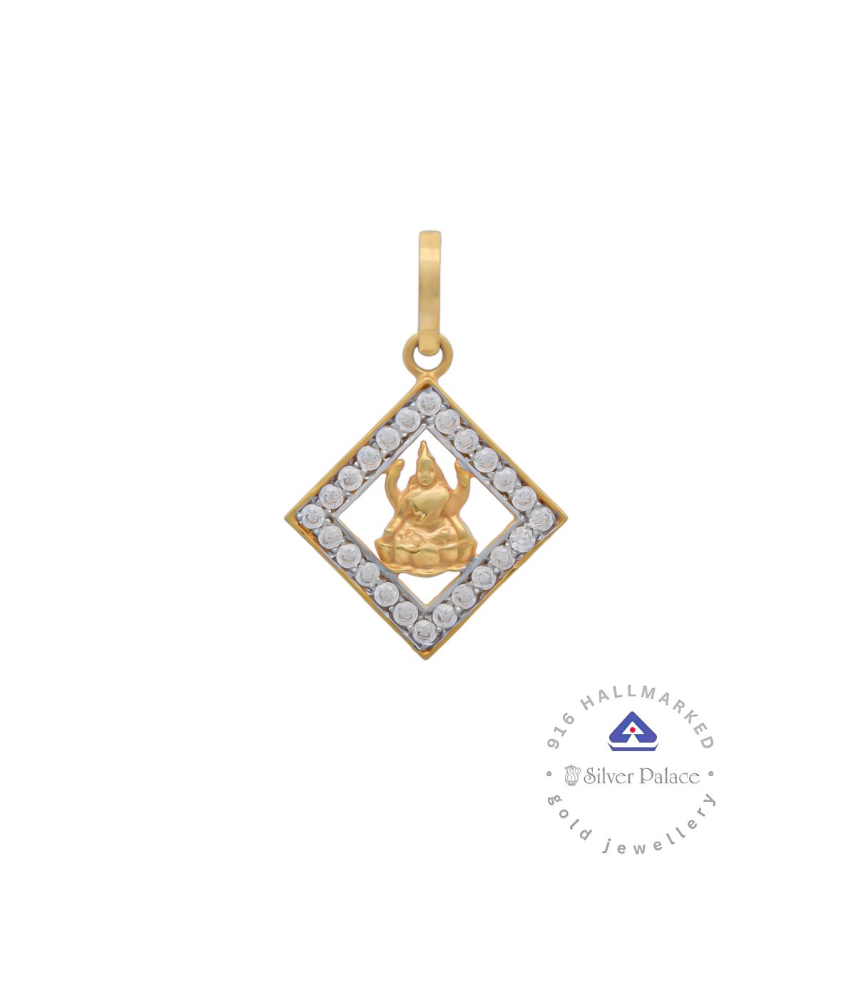 Kanche Collections 916 Pure Gold Lakshmi Divine Pendant With CZ Stone Studded & Shape design  For Mens & Womens 