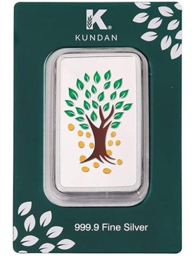 PURE SILVER KUNDAN MONEY TREE COLORED 999 SILVER RECTANGULAR COIN BARS