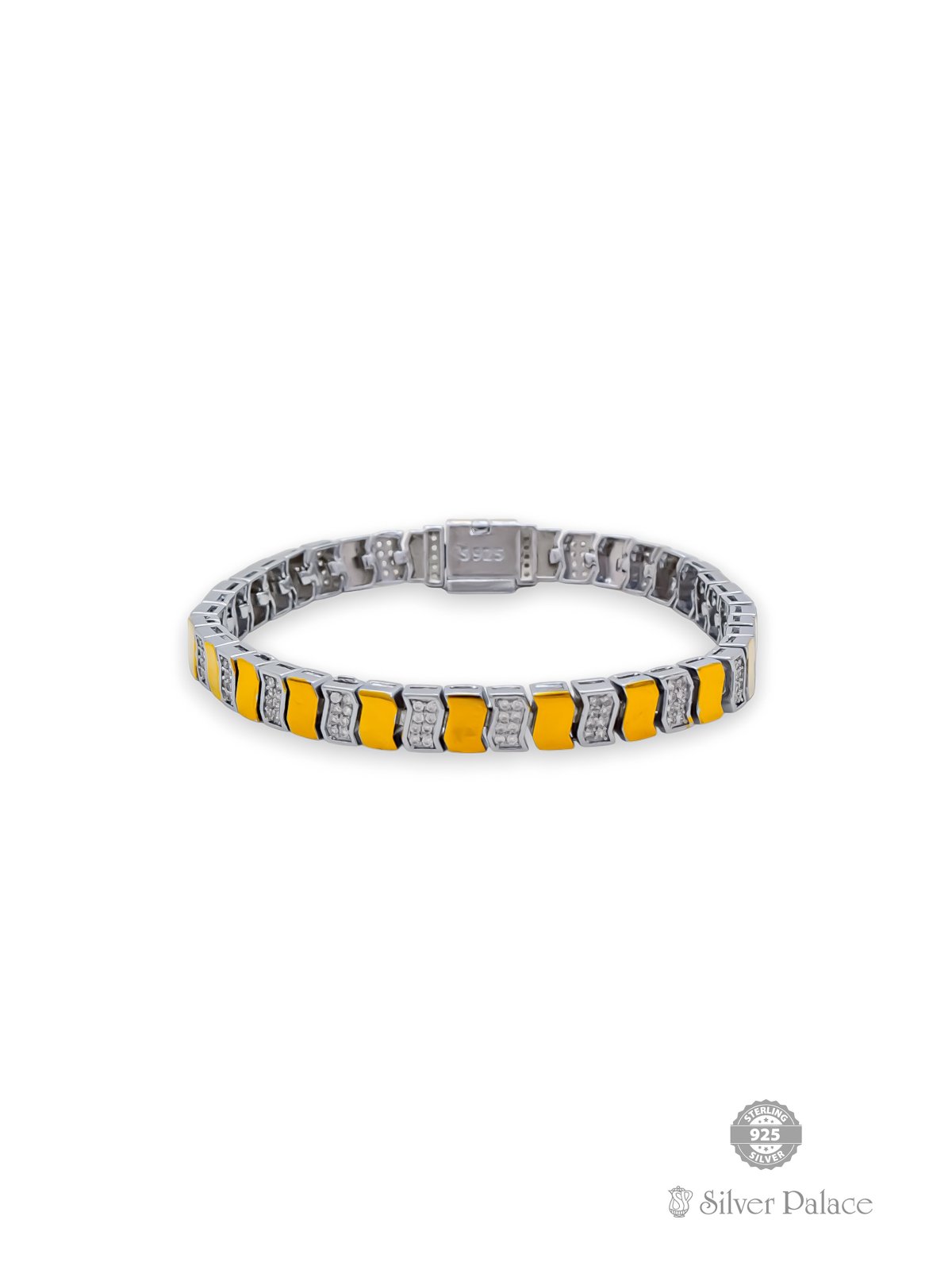 925 PURE SILVER 2 TONE CZ BRACELET FOR LADIES URBANE COLLECTION 