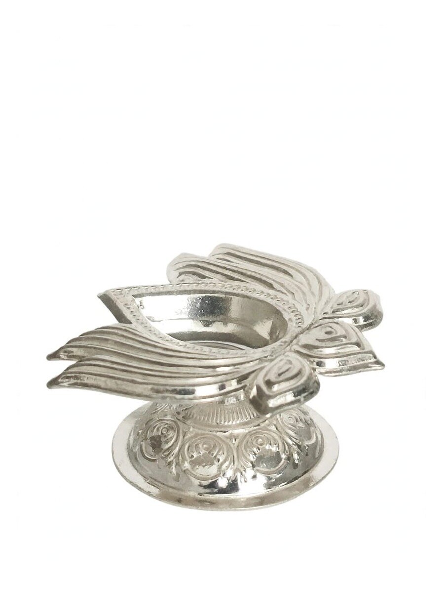 92.5 Silver Lotus Flower Design Divya Lamp 