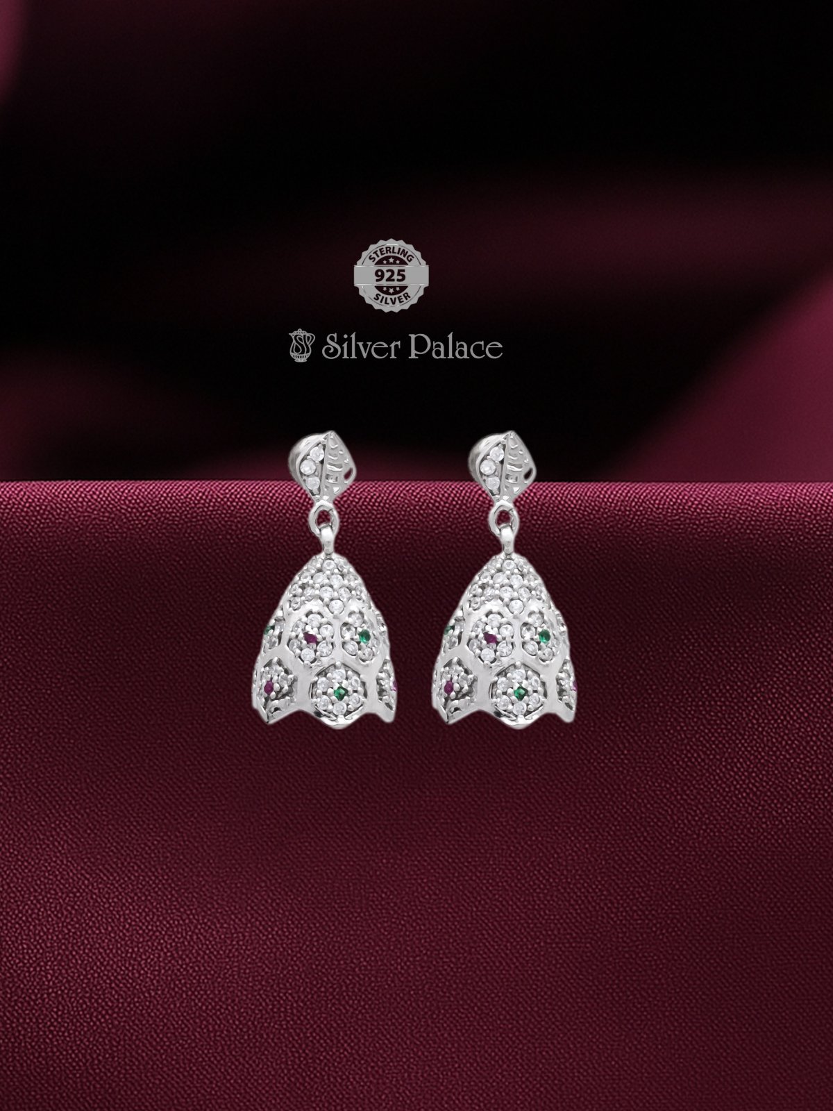 Cubic Zirconia Target Silver Earrings Silver Plated Cubic Zirconia