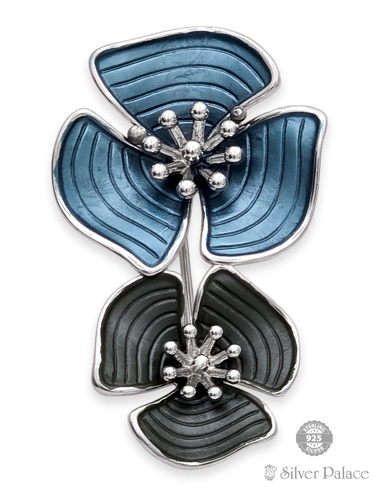 925 STERLING SILVER FLORAL DESIGN BROOCH FOR GIRLS