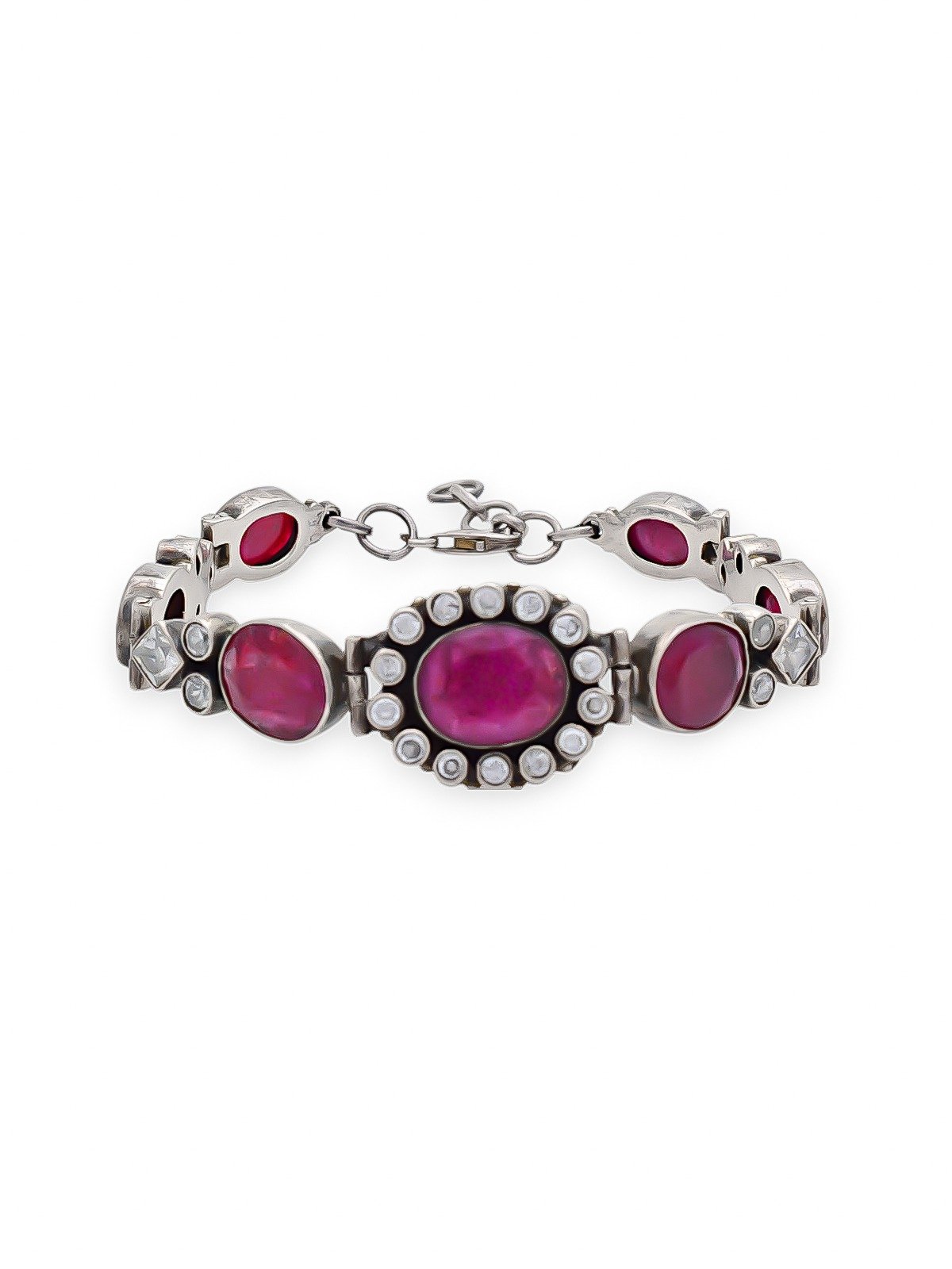 925 SILVER DARK PINK STONE WITH CUBIC ZIRCONIA BRACELET FOR GIRLS NEETH COLLECTION 