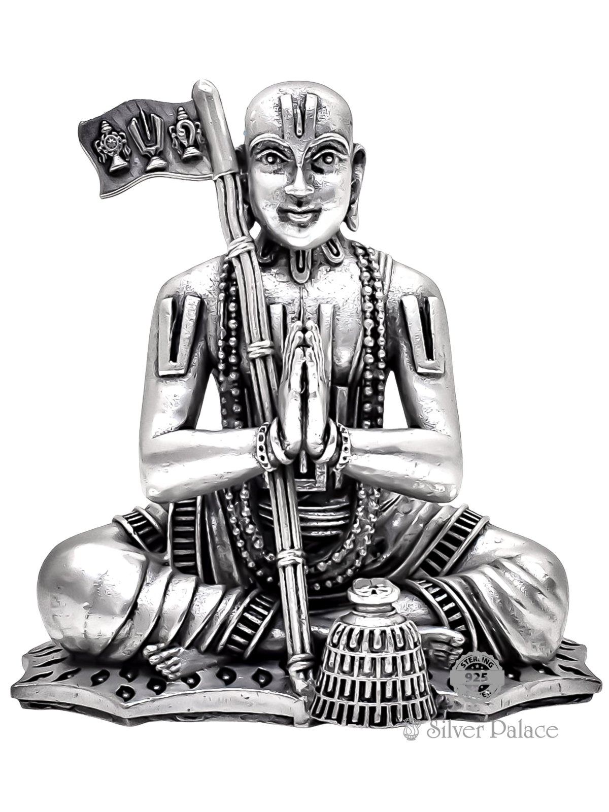 925 OXIDISED SILVER RAMANUJAR IDOL FOR POOJA 