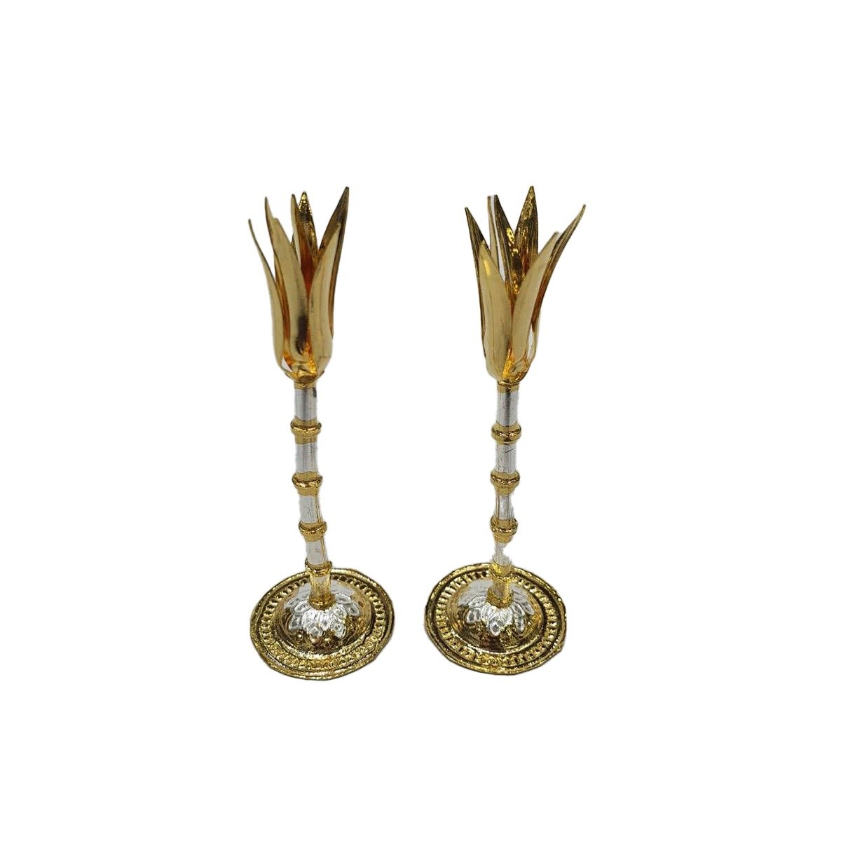 HIGH QUALITY SILVER SUGARCANE STALK FOR POOJA WITH GOLD TOUCH
