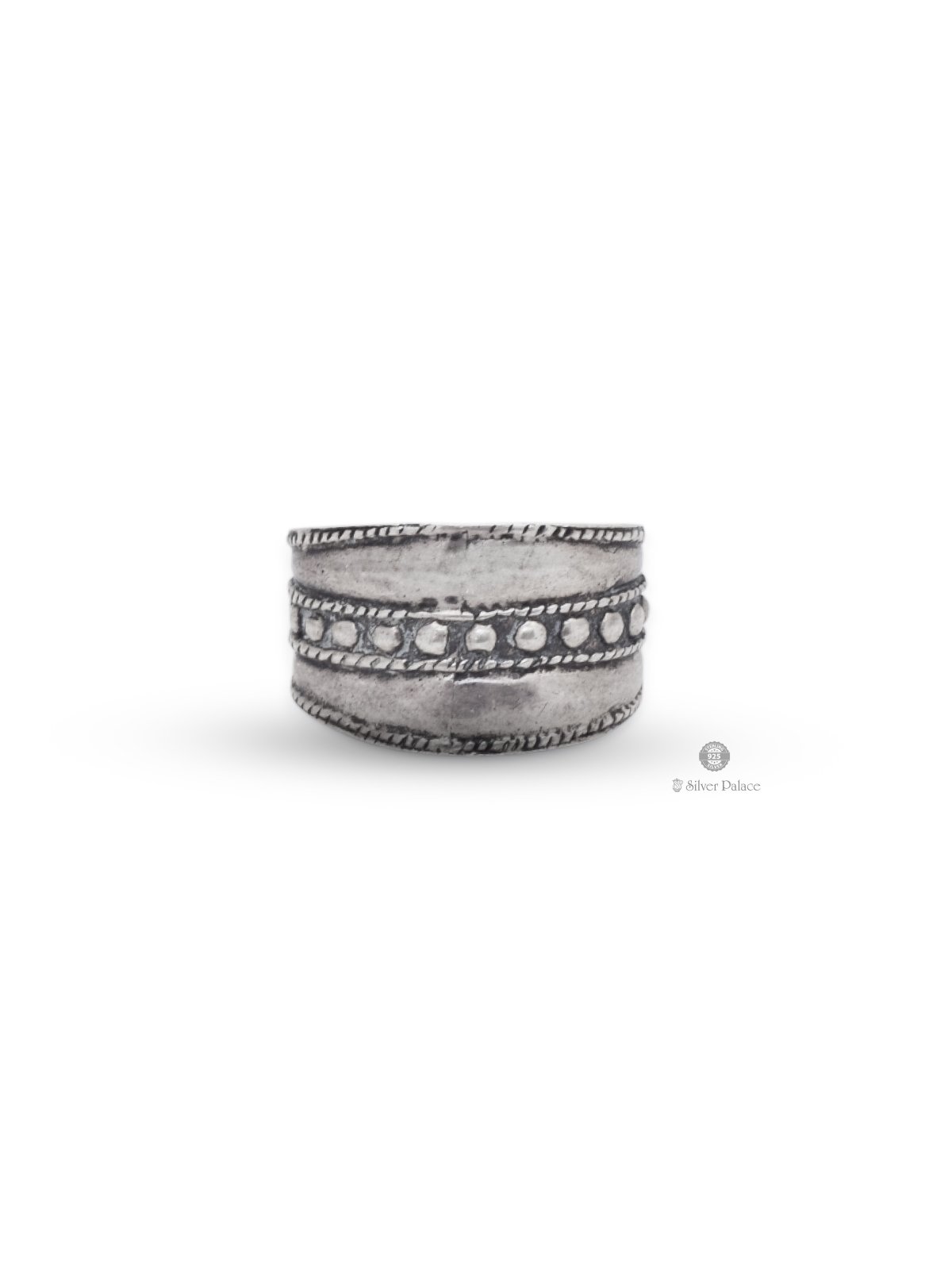 925 OXIDISED SILVER TEXTURED EDGED RING FOR MEN MAAN COLLECTION