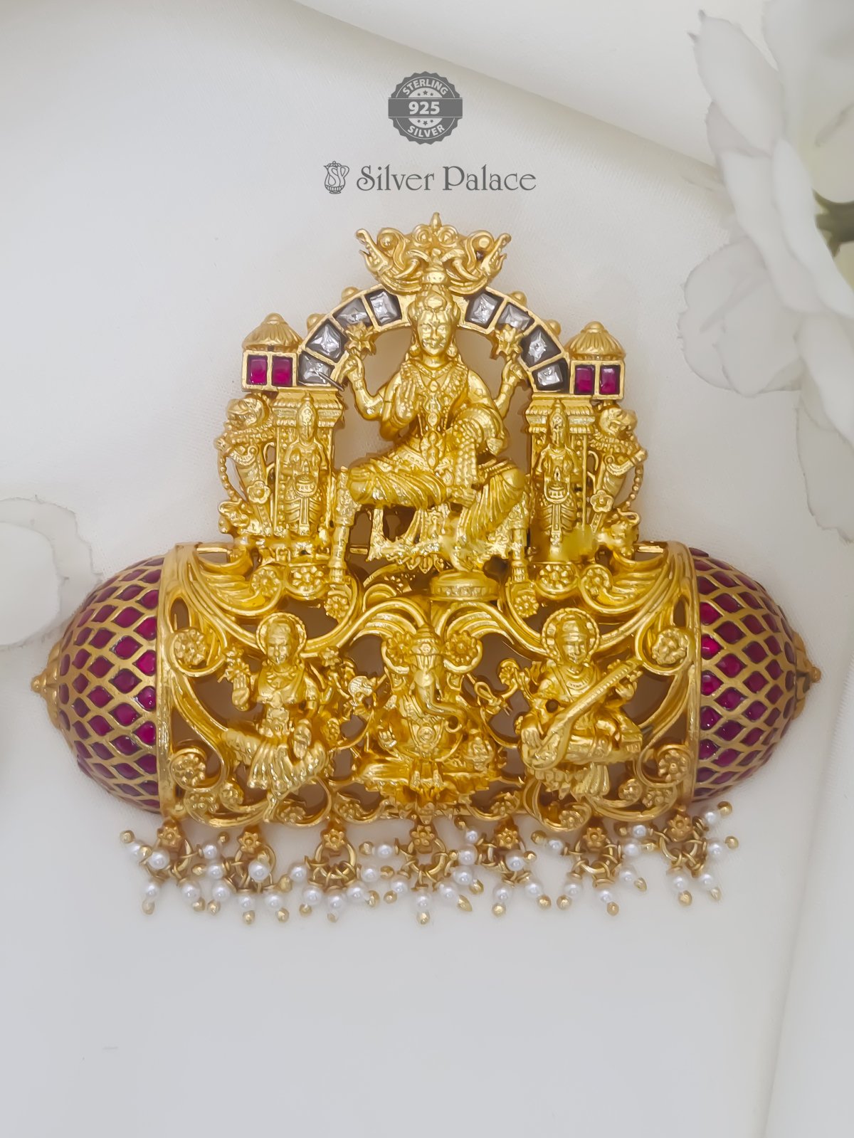 925 SILVER GOLD POLISH LAKSHMI WITH VINAYAGAR PENDANT ANITE COLLECTION