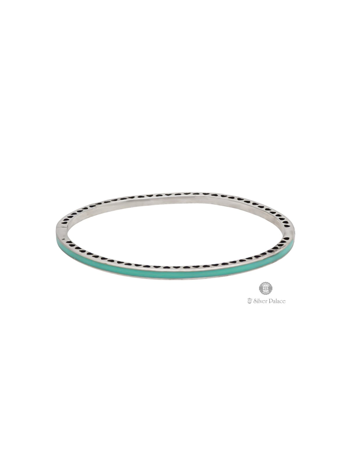 925 STERLING SILVER GREEN ENAMEL AND WHITE STONE KADA FOR GIRLS PUYA COLLECTION 