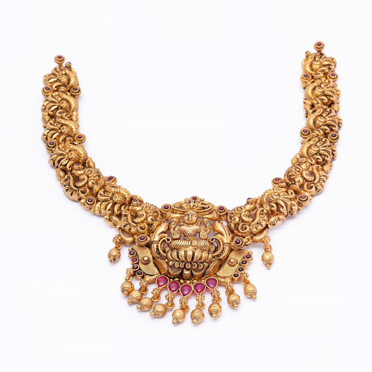 GOLD POLISHED SOUTH INDIAN TRADITIONAL NECKLACE FOR WOMEN 
