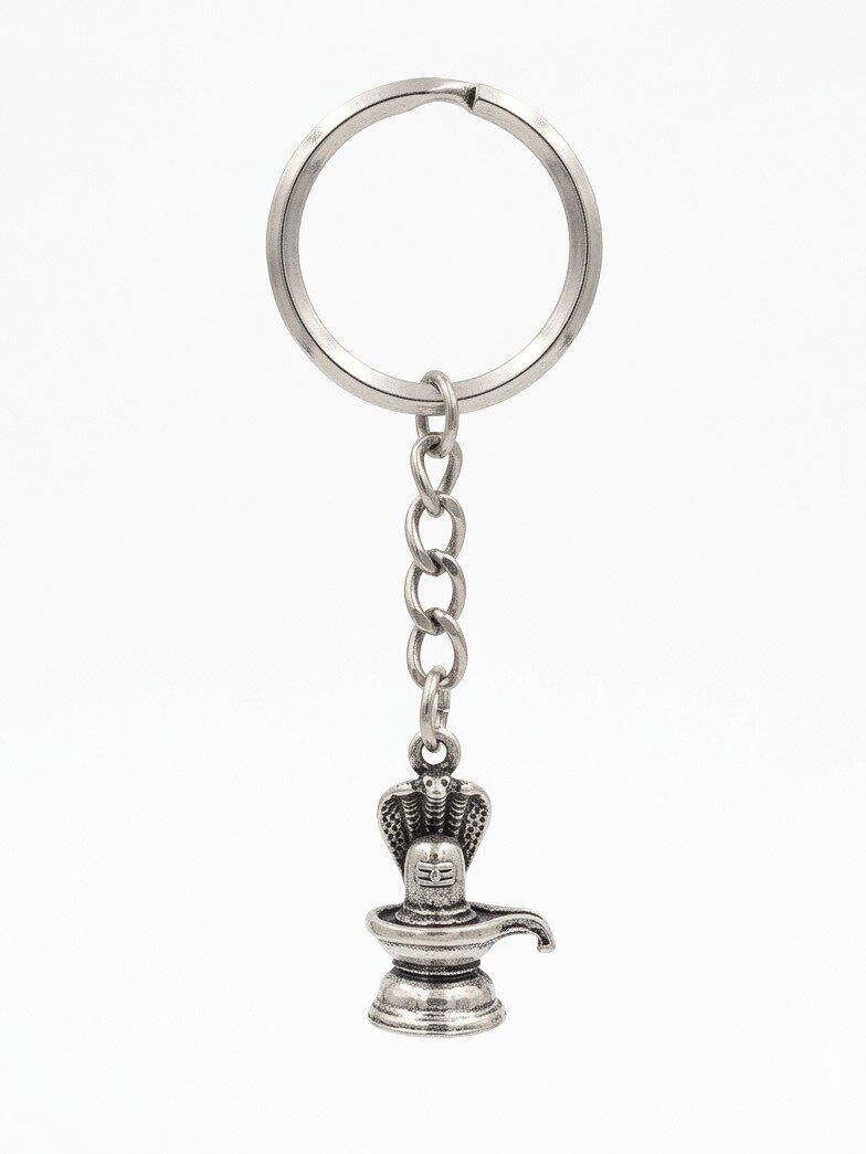 925 OXIDISED SILVER SIVA LINGAM KEYCHAIN