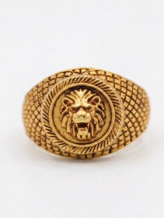 92.5 PURE SILVER LION MENS RINGS GOLDPOLISHED FOR MARRIAGE OCASSIONS