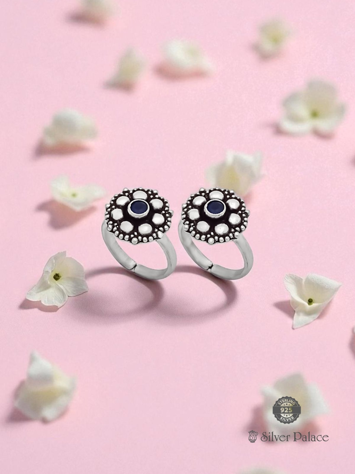 925 OXIDISED SILVER FLORAL DESIGN TOE RING FOR WOMEN NEETH COLLECTION 