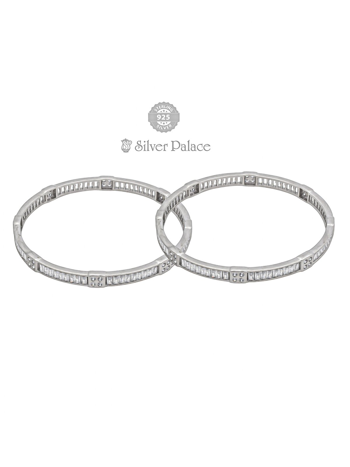 925 PURE SILVER STYLISH WHITE STONE BANGLES FOR GIRLS PUYA COLLECTION