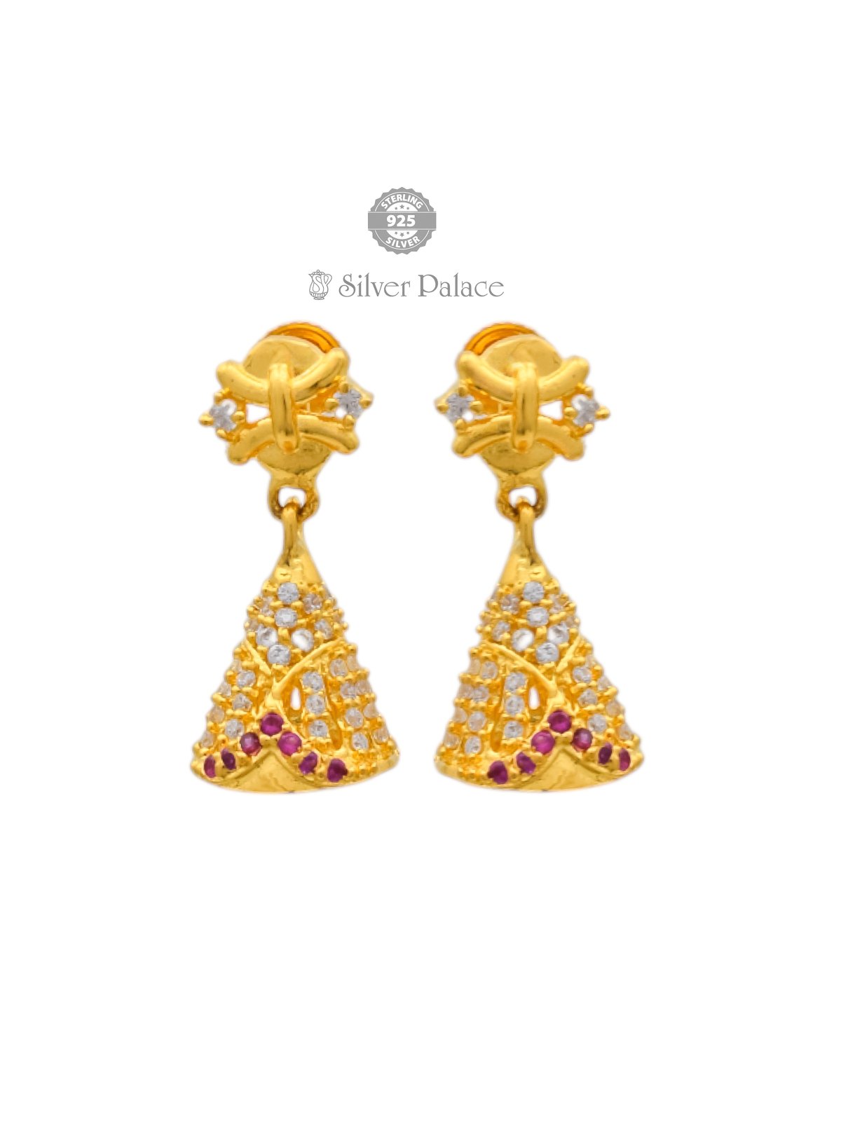 925 SILVER GOLD POLISH BELL SHAPE JHUMKA FOR GIRLS ANITE COLLECTION