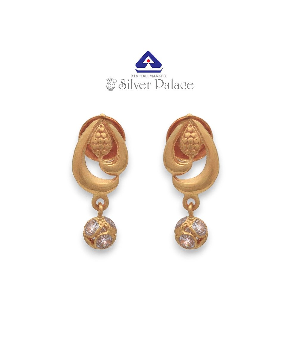 Kanche Collections Pure Gold 916 purity Ear studs for Daily wear