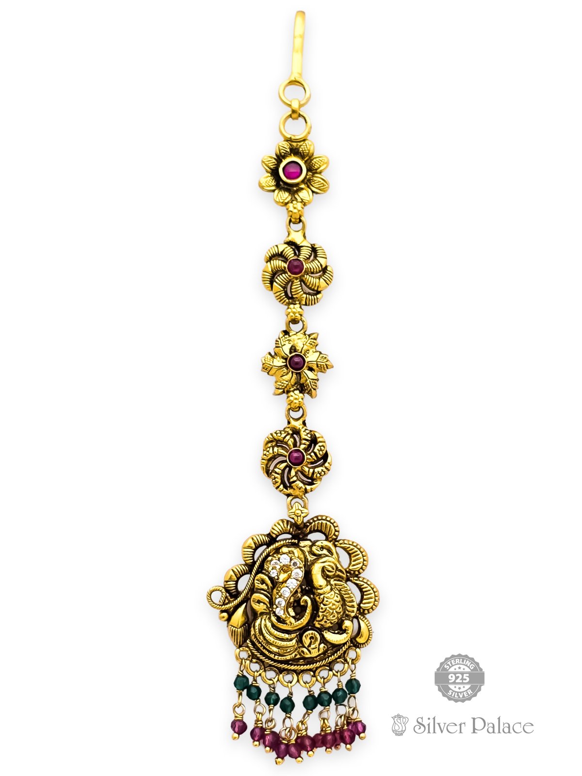 925 SILVER GOLD POLISHED NAGAS DESIGN NETTHI CHUTTI FOR LADIED ANITE COLLECTION 