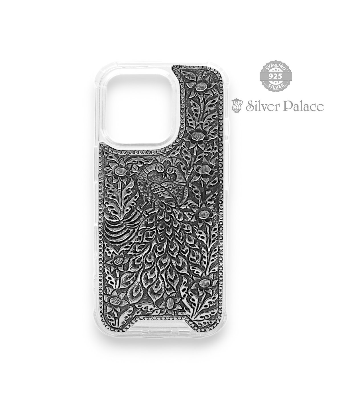 925 STERLING SILVER PEACOCK DESIGN IPHONE 16 PRO CASE FOR MOBILE