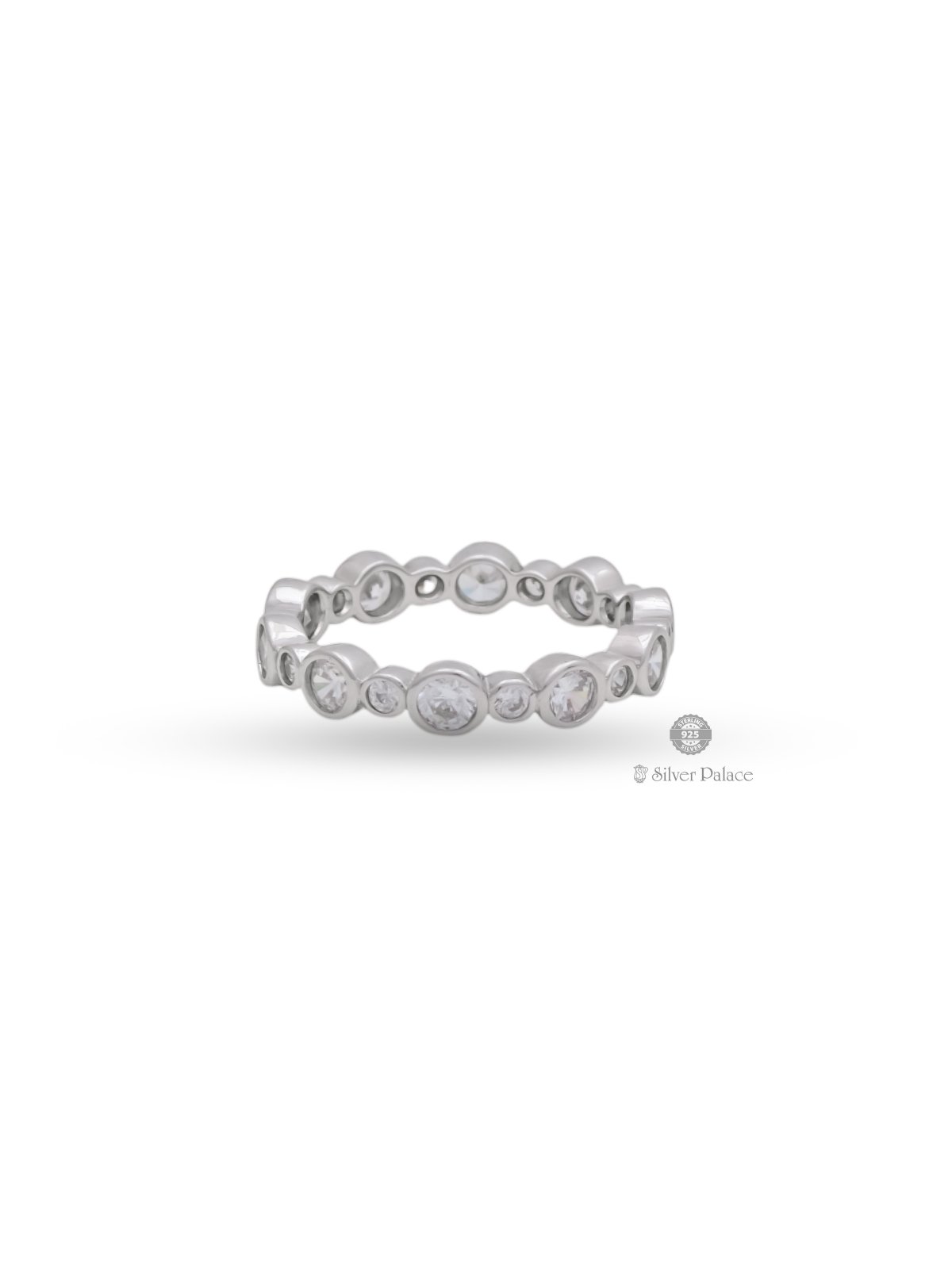 925 STERLING SILVER CIRCLE DESIGN WHITE STONE RING FOR GIRLS PUYA COLLECTION 
