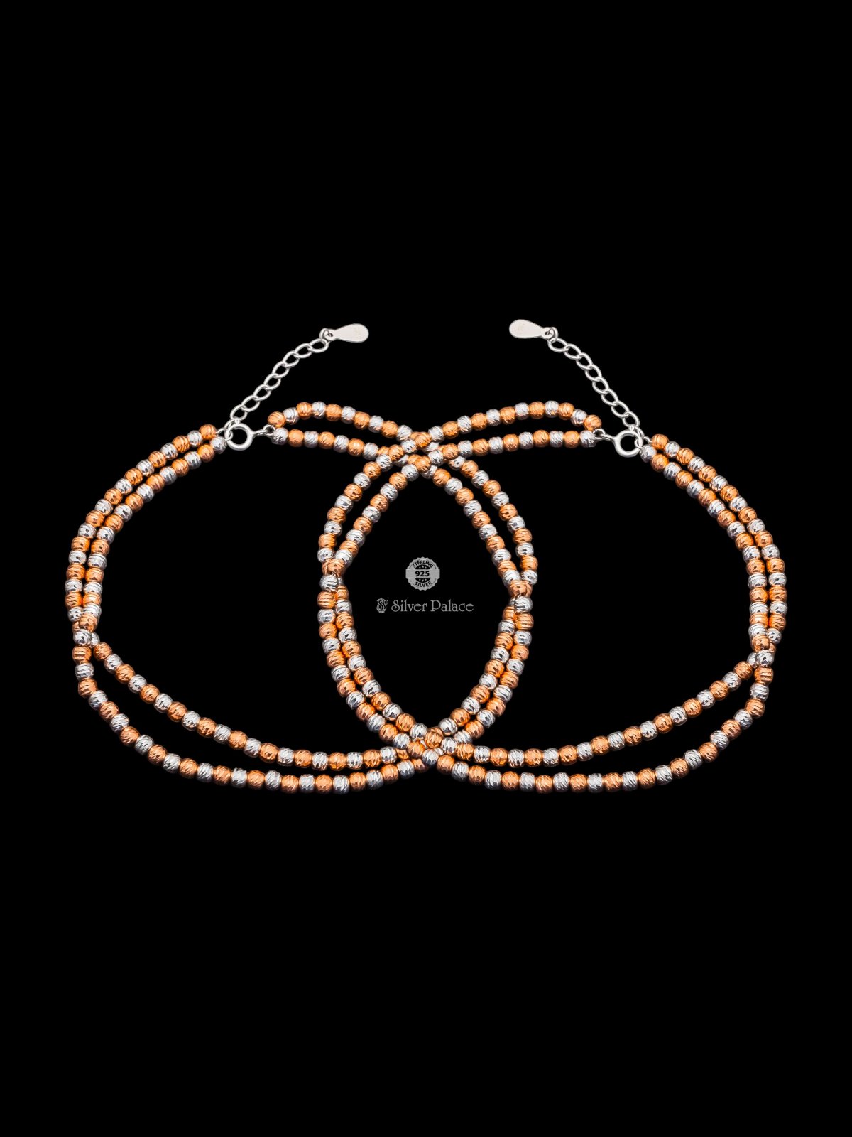 925 STERLING SILVER 2 TONE ANKLETS FOR GIRLS SHEYA COLLECTION 