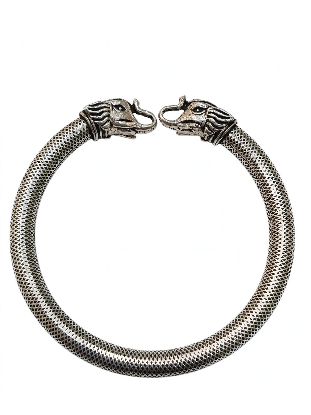  92.5 Sterling Silver Double Head Elephant Kada For Men Hans Collection