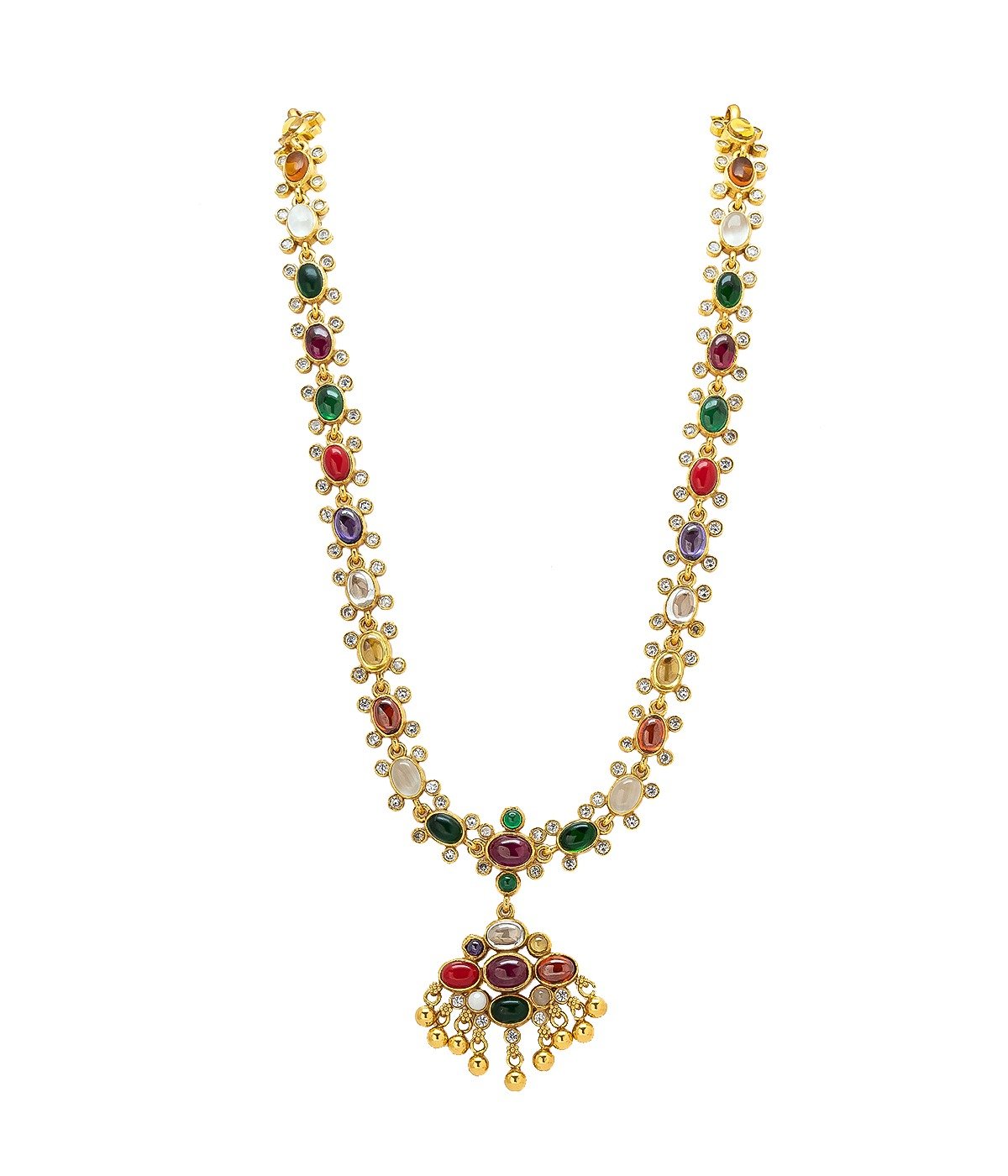 GOLD PLATED MULTICOLOUR STONE NECKLACE