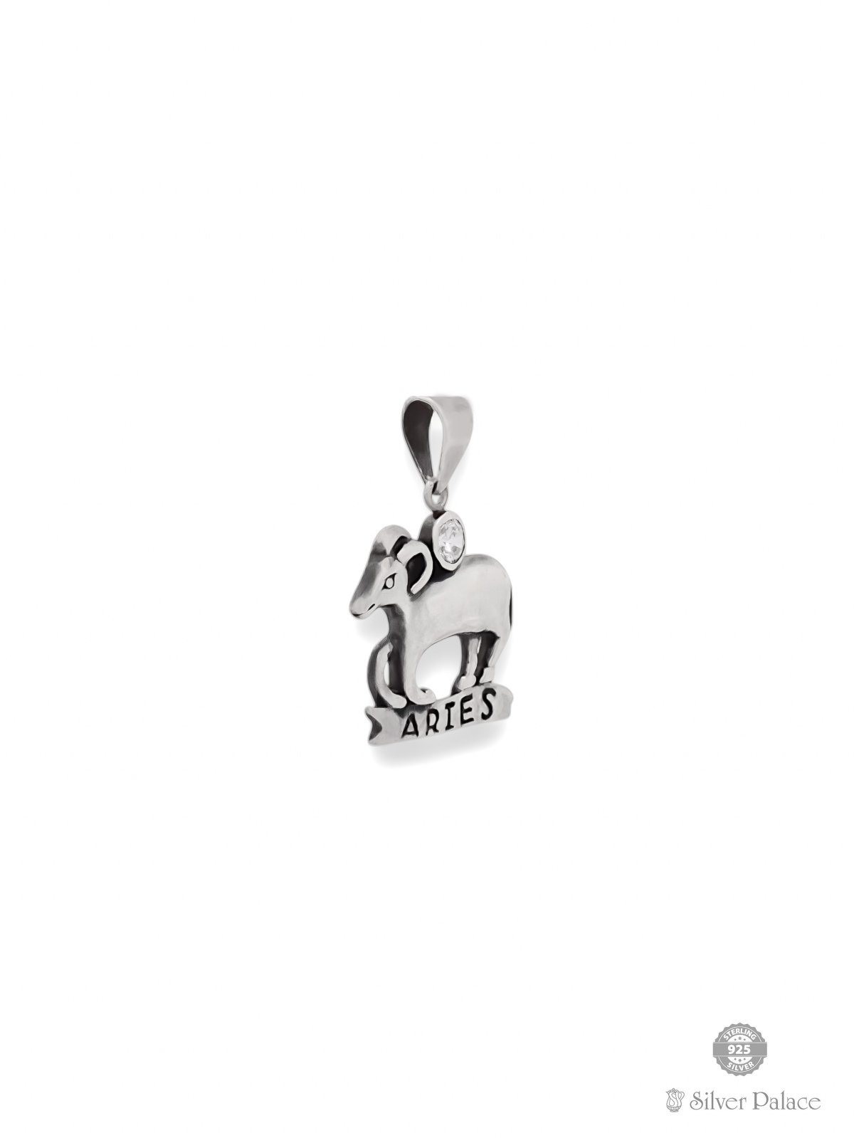 925 Oxidised Silver Aries Zodiac Sign Unisex Pendant - Silver Palace