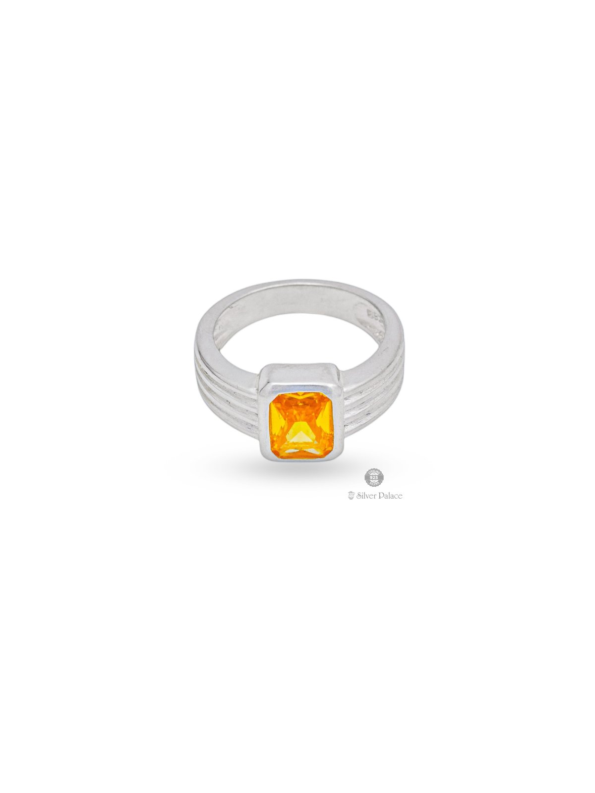 925 STERLING SILVER LINE WITH YELLOW STONE RASHI RING FOR MEN AND WOMEN 