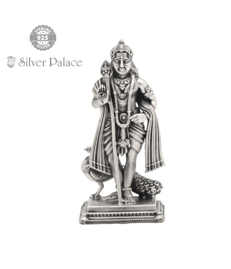 925 Silver Divine Collections Mayilvahan Murugan Idol For Pooja 
