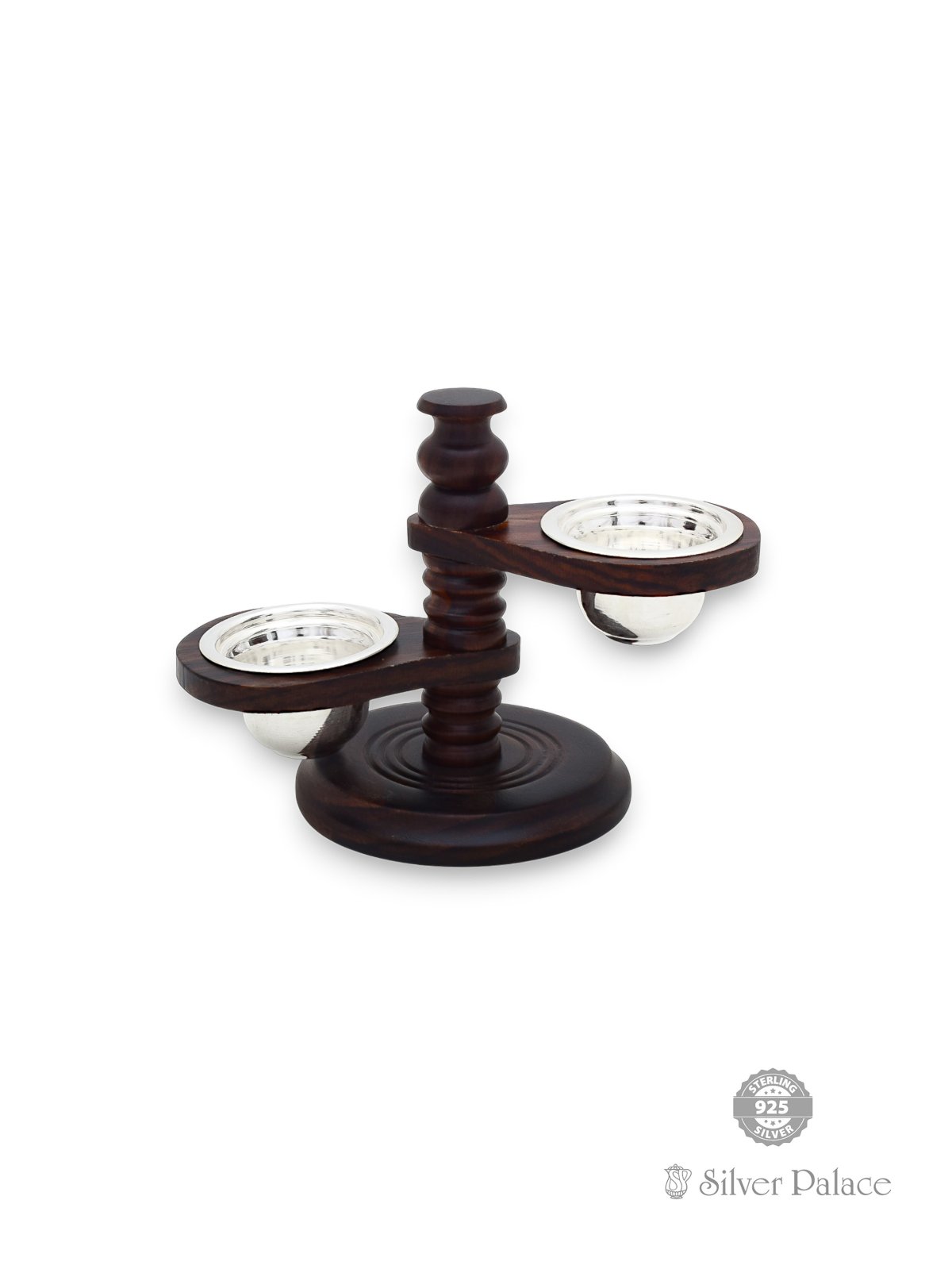 925 SILVER 2 IN 1 BOWLS SET WITH WOODEN STAND SUR COLLECTION 